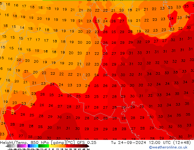 Z500/Rain (+SLP)/Z850 GFS 0.25 Tu 24.09.2024 12 UTC