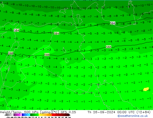 Z500/Rain (+SLP)/Z850 GFS 0.25 ��� 26.09.2024 00 UTC