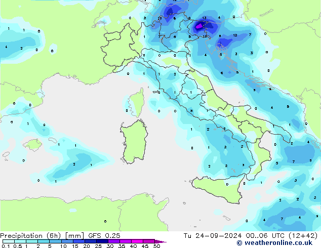 Z500/Rain (+SLP)/Z850 GFS 0.25 Ter 24.09.2024 06 UTC