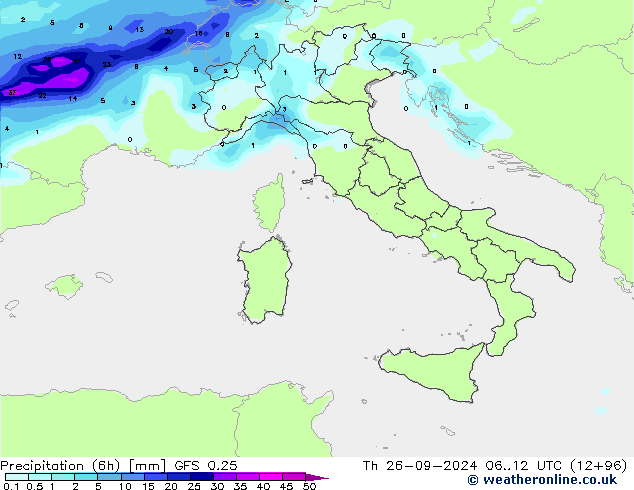 Z500/Rain (+SLP)/Z850 GFS 0.25 Do 26.09.2024 12 UTC