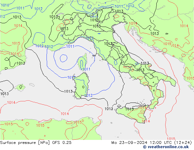 GFS 0.25: ma 23.09.2024 12 UTC