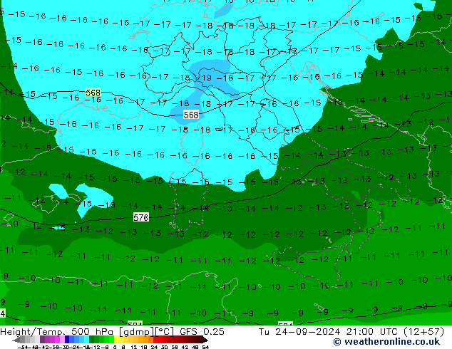 Z500/Rain (+SLP)/Z850 GFS 0.25 Tu 24.09.2024 21 UTC