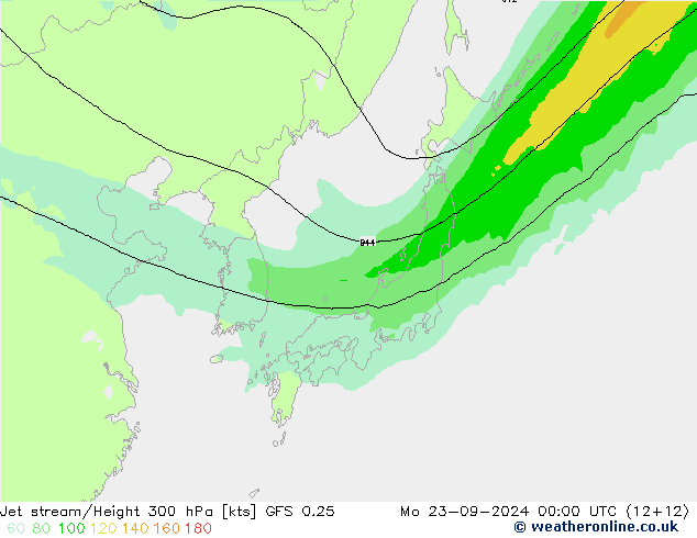 Jet stream/Height 300 hPa GFS 0.25 Mo 23.09.2024 00 UTC