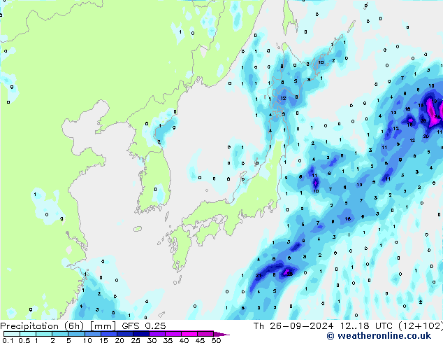 Z500/Rain (+SLP)/Z850 GFS 0.25 gio 26.09.2024 18 UTC