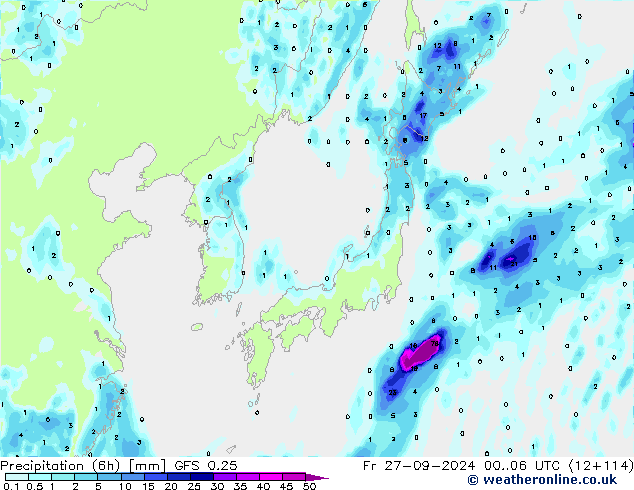 Z500/Rain (+SLP)/Z850 GFS 0.25  27.09.2024 06 UTC