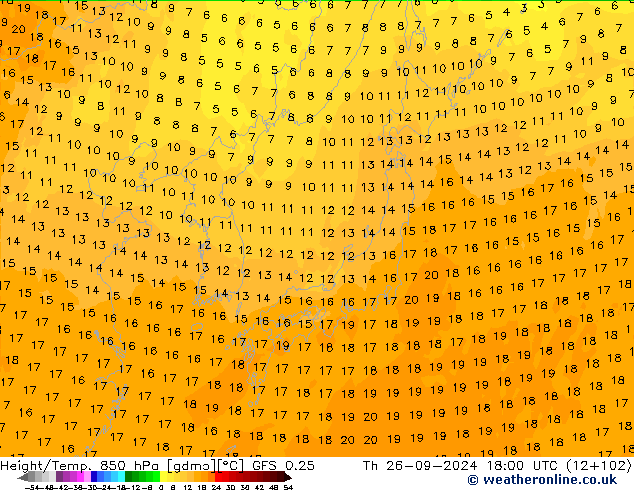 Z500/Rain (+SLP)/Z850 GFS 0.25 gio 26.09.2024 18 UTC