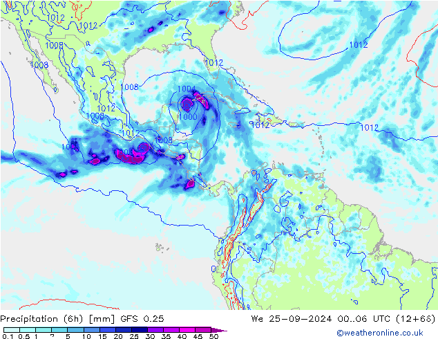 Z500/Rain (+SLP)/Z850 GFS 0.25 ср 25.09.2024 06 UTC