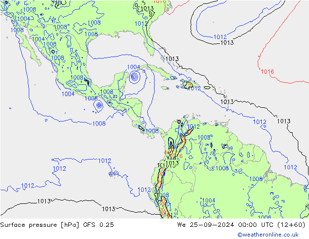 GFS 0.25: mer 25.09.2024 00 UTC