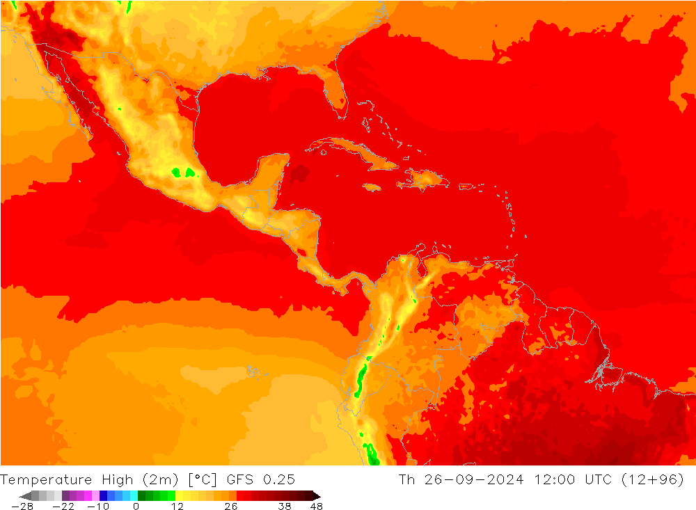 Max.temperatuur (2m) GFS 0.25 do 26.09.2024 12 UTC