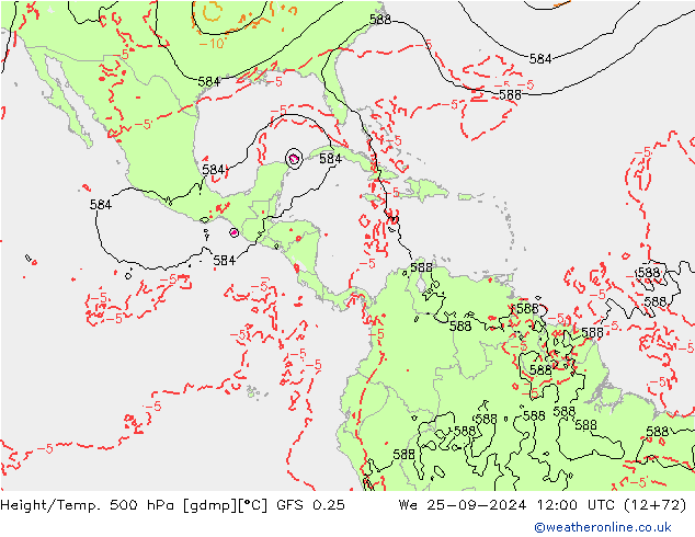 Height/Temp. 500 hPa GFS 0.25 We 25.09.2024 12 UTC