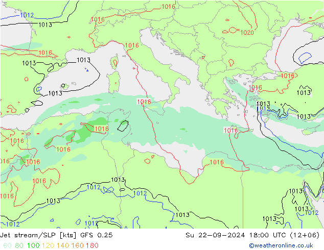 Prąd strumieniowy GFS 0.25 nie. 22.09.2024 18 UTC