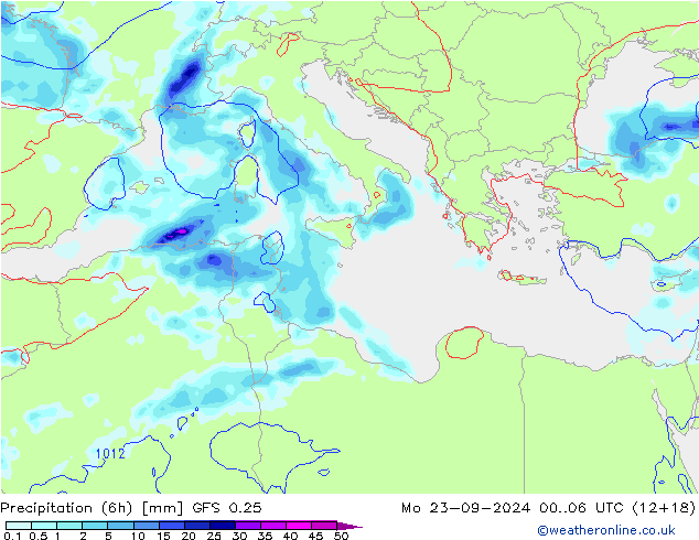 Z500/Rain (+SLP)/Z850 GFS 0.25 Seg 23.09.2024 06 UTC