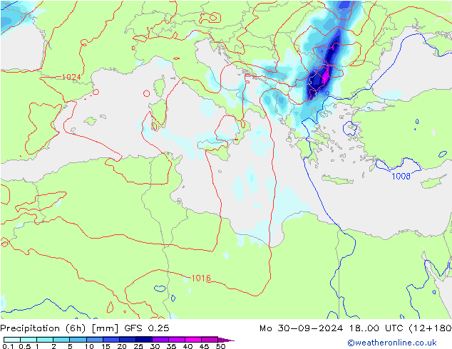 opad (6h) GFS 0.25 pon. 30.09.2024 00 UTC