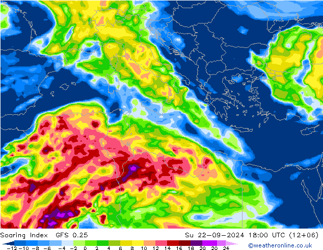 Soaring Index GFS 0.25 nie. 22.09.2024 18 UTC