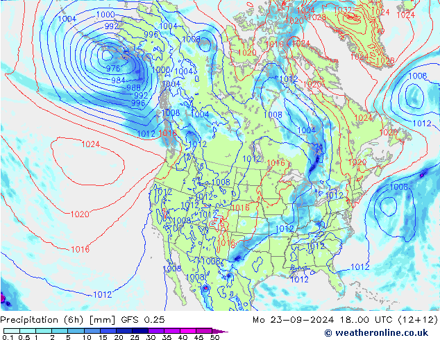 Z500/Rain (+SLP)/Z850 GFS 0.25 Mo 23.09.2024 00 UTC