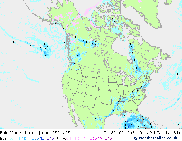 Regen/Schneefallrate GFS 0.25 Do 26.09.2024 00 UTC