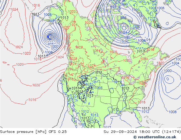 Yer basıncı GFS 0.25 Paz 29.09.2024 18 UTC