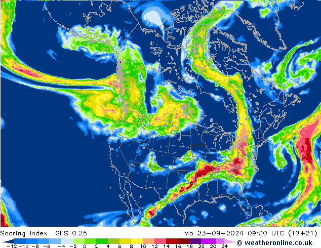 Soaring Index GFS 0.25 星期一 23.09.2024 09 UTC