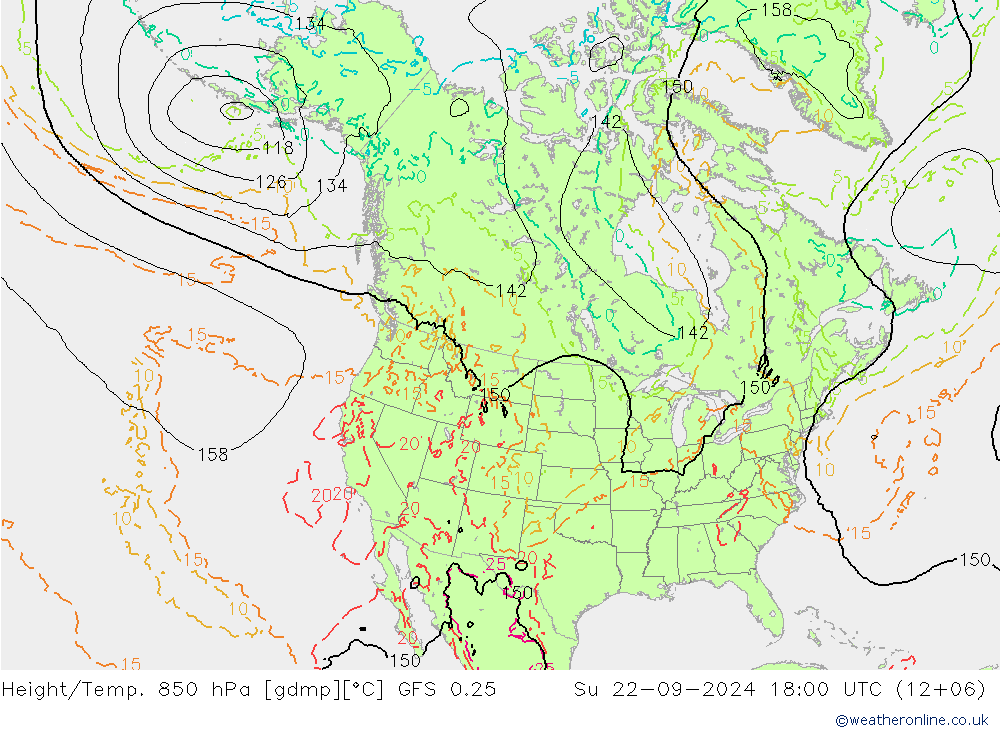 Z500/Rain (+SLP)/Z850 GFS 0.25 Вс 22.09.2024 18 UTC