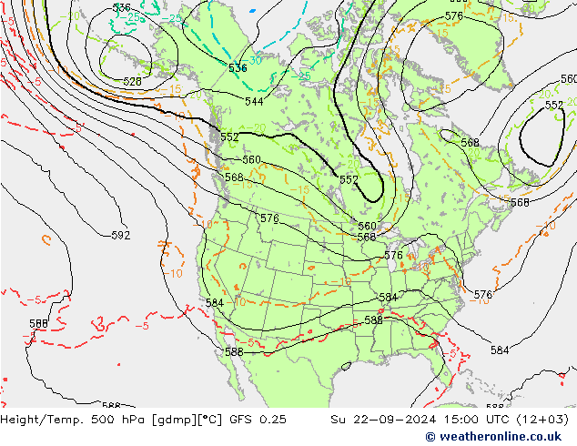 Z500/Rain (+SLP)/Z850 GFS 0.25 Dom 22.09.2024 15 UTC