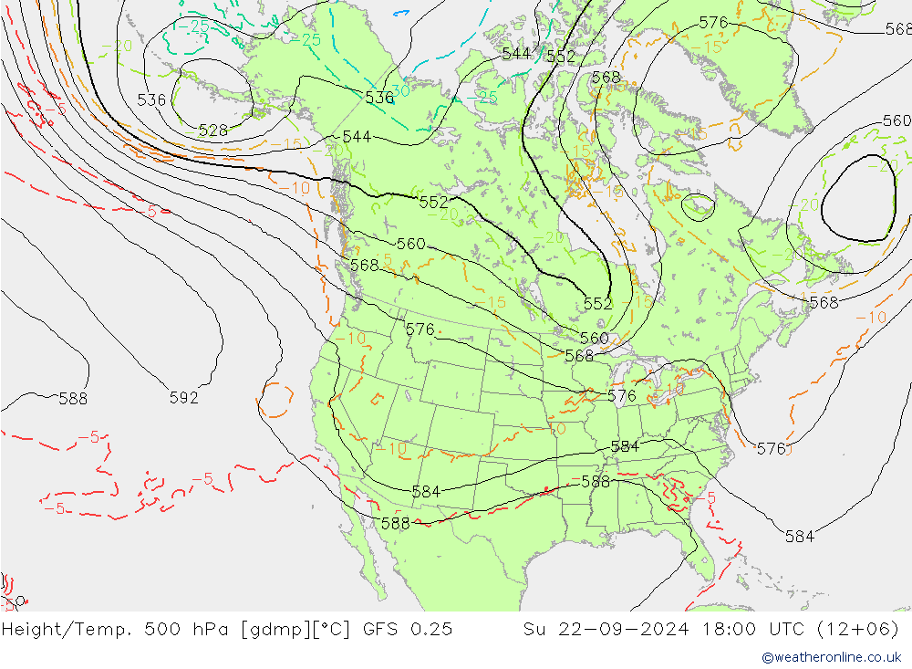 Z500/Rain (+SLP)/Z850 GFS 0.25 Вс 22.09.2024 18 UTC