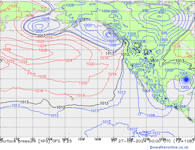 Surface pressure GFS 0.25 Fr 27.09.2024 00 UTC