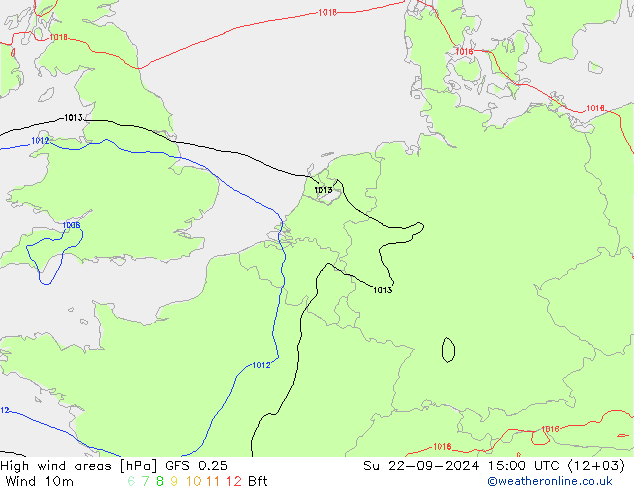 High wind areas GFS 0.25 dom 22.09.2024 15 UTC