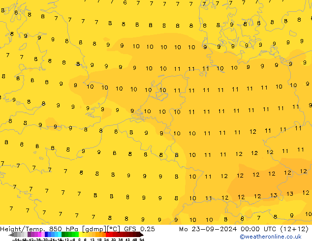 Z500/Rain (+SLP)/Z850 GFS 0.25 星期一 23.09.2024 00 UTC