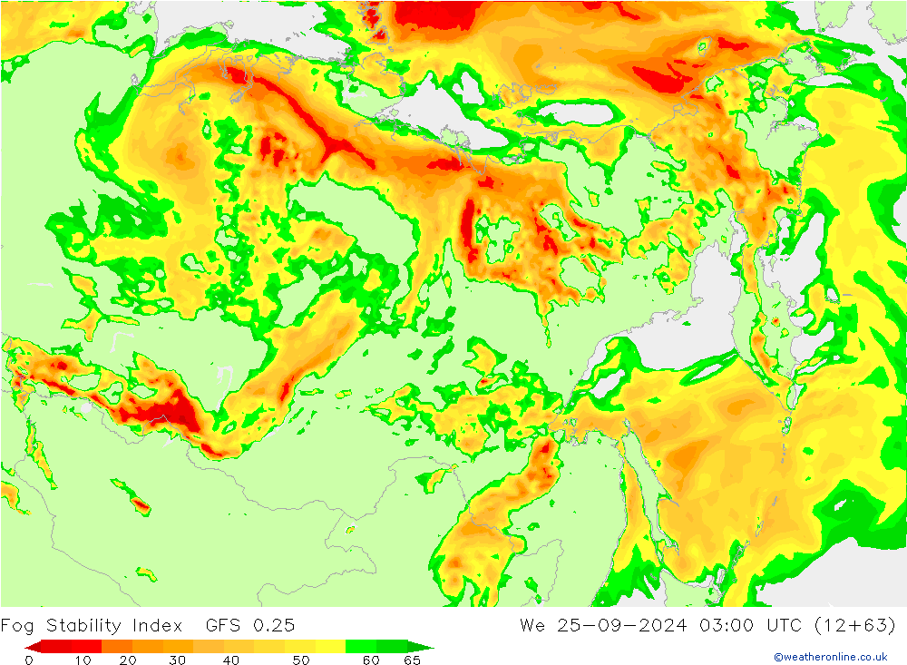 Fog Stability Index GFS 0.25 We 25.09.2024 03 UTC