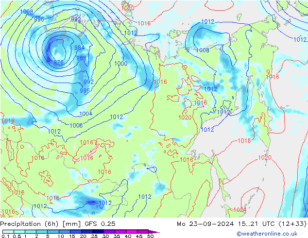 Z500/Rain (+SLP)/Z850 GFS 0.25 Mo 23.09.2024 21 UTC