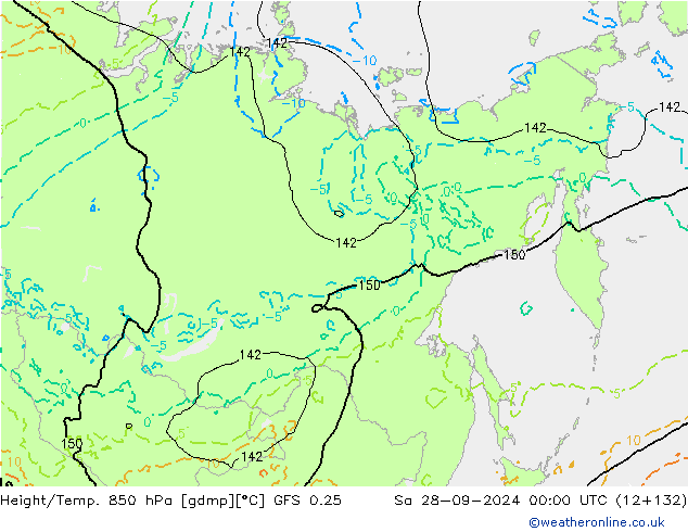 Z500/Rain (+SLP)/Z850 GFS 0.25 Sa 28.09.2024 00 UTC