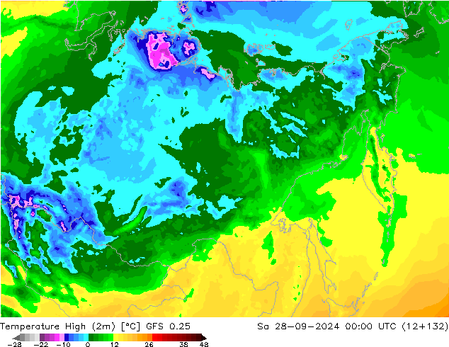 température 2m max GFS 0.25 sam 28.09.2024 00 UTC