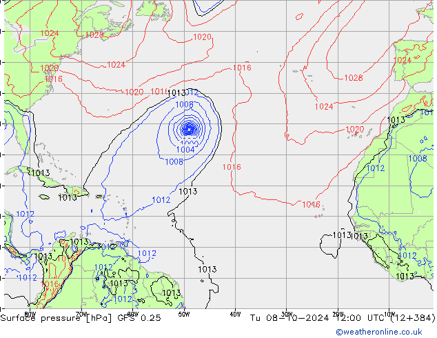 GFS 0.25: Ter 08.10.2024 12 UTC