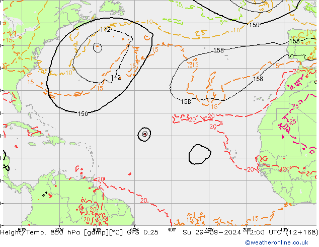 Z500/Rain (+SLP)/Z850 GFS 0.25 nie. 29.09.2024 12 UTC