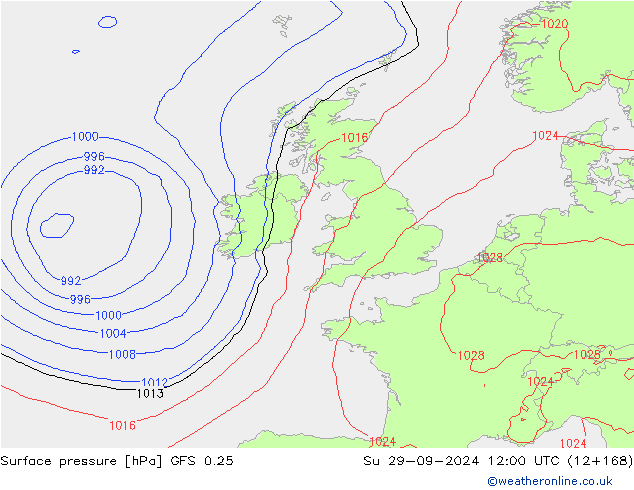 GFS 0.25: Paz 29.09.2024 12 UTC