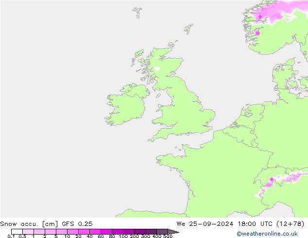 Snow accu. GFS 0.25 St 25.09.2024 18 UTC