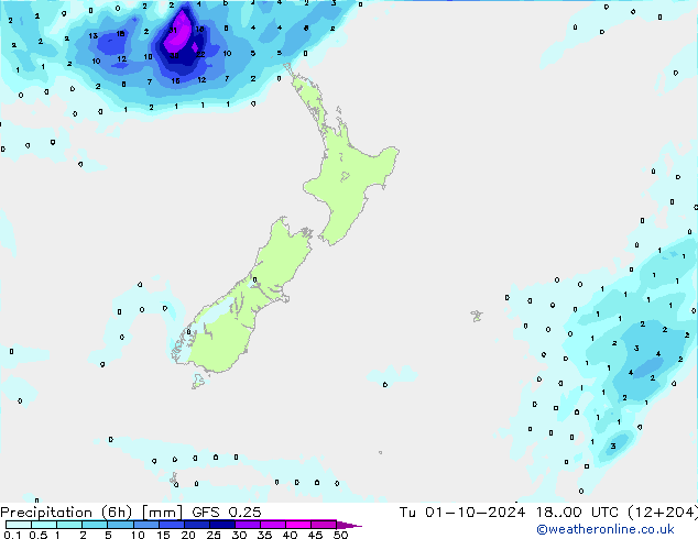 Z500/Rain (+SLP)/Z850 GFS 0.25 вт 01.10.2024 00 UTC