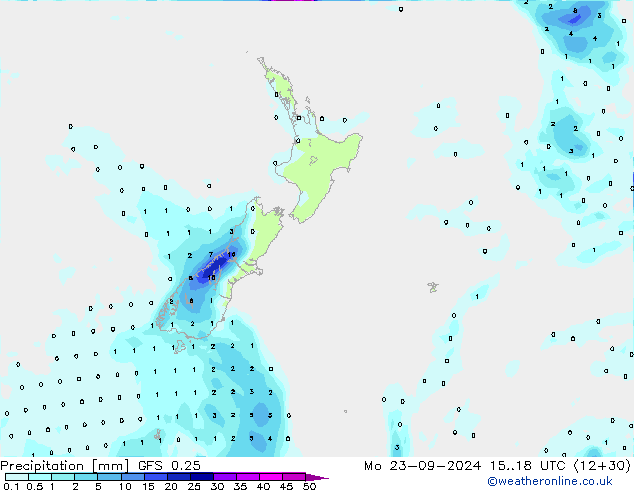 Precipitation GFS 0.25 Mo 23.09.2024 18 UTC