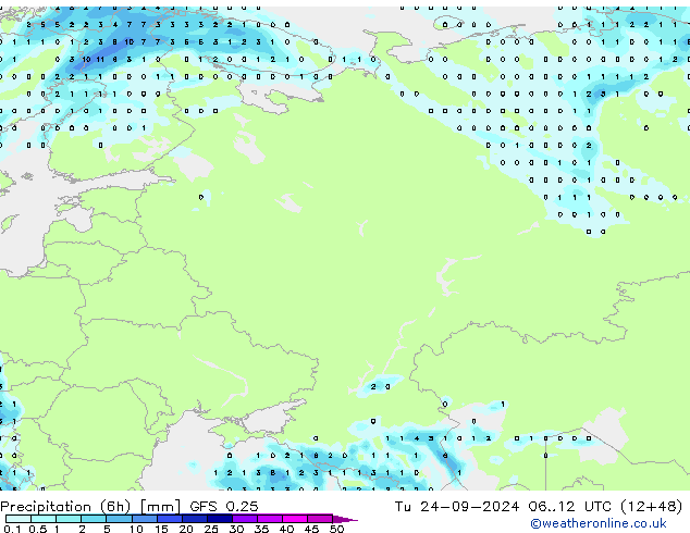 Z500/Rain (+SLP)/Z850 GFS 0.25  24.09.2024 12 UTC