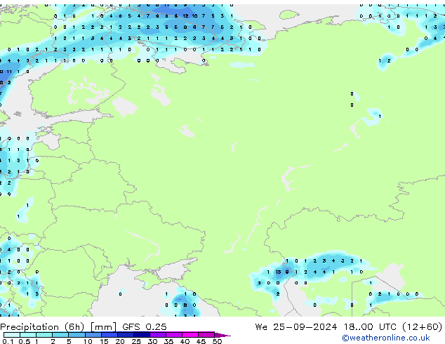 Z500/Rain (+SLP)/Z850 GFS 0.25 We 25.09.2024 00 UTC