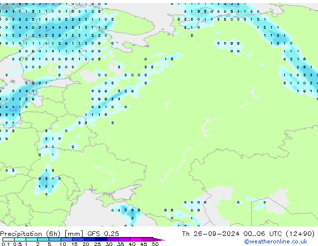 Z500/Rain (+SLP)/Z850 GFS 0.25 Čt 26.09.2024 06 UTC