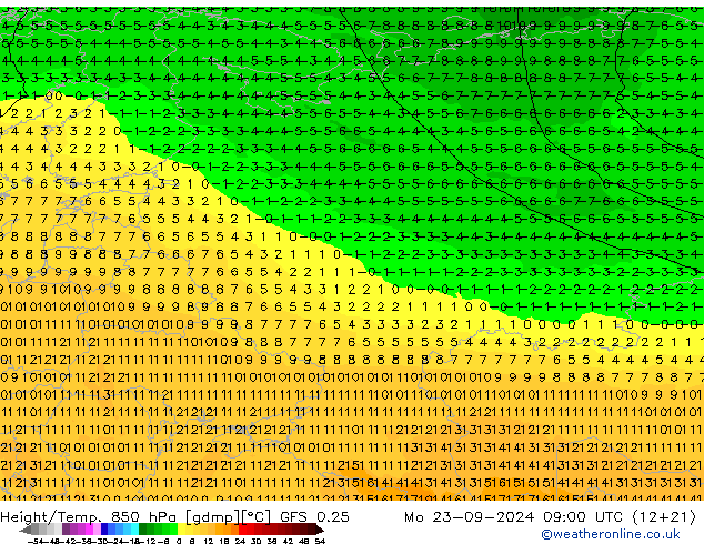 Z500/Rain (+SLP)/Z850 GFS 0.25 Mo 23.09.2024 09 UTC