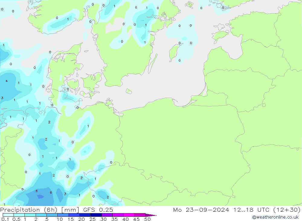 Z500/Rain (+SLP)/Z850 GFS 0.25 lun 23.09.2024 18 UTC