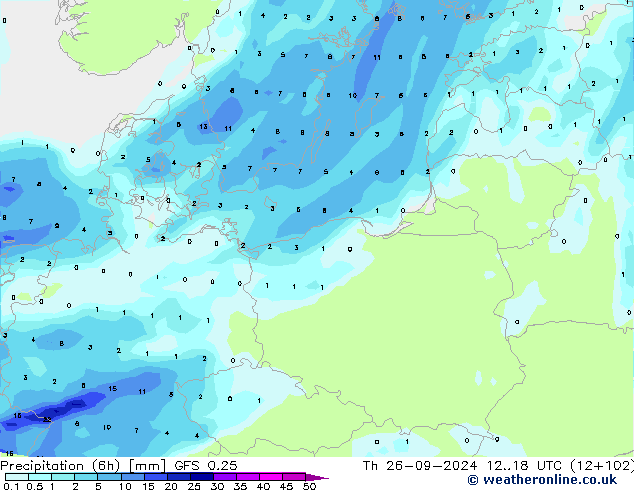 Z500/Rain (+SLP)/Z850 GFS 0.25 Th 26.09.2024 18 UTC