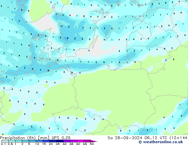 Z500/Rain (+SLP)/Z850 GFS 0.25 sab 28.09.2024 12 UTC