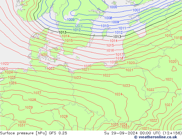 GFS 0.25: Dom 29.09.2024 00 UTC