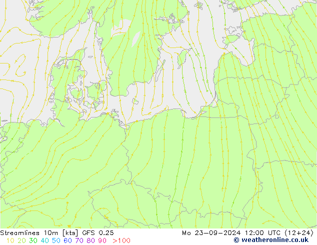 Stromlinien 10m GFS 0.25 Mo 23.09.2024 12 UTC