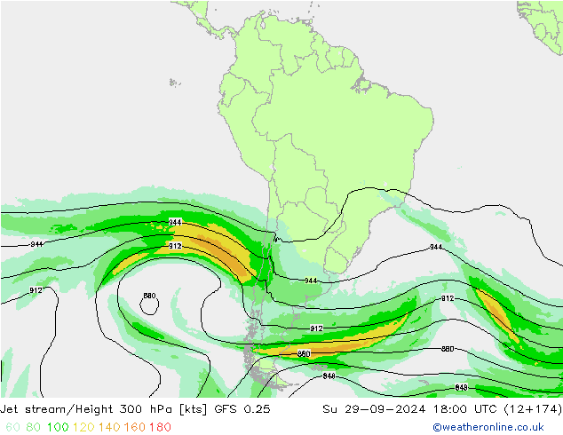 Jet stream/Height 300 hPa GFS 0.25 Su 29.09.2024 18 UTC