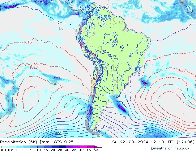 Z500/Rain (+SLP)/Z850 GFS 0.25 Su 22.09.2024 18 UTC