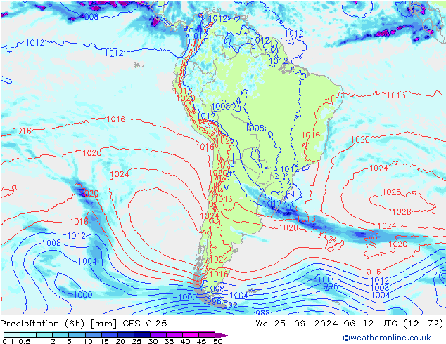 Z500/Regen(+SLP)/Z850 GFS 0.25 wo 25.09.2024 12 UTC